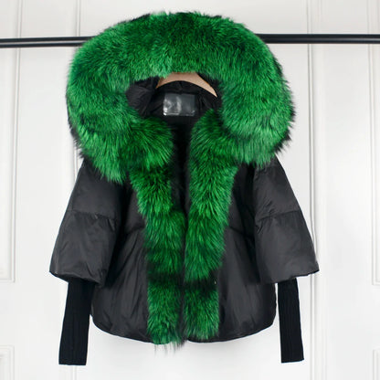 Winter Women Warm White Duck Down Jacket Loose Hood Coats