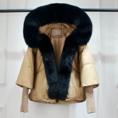 Winter Women Warm White Duck Down Jacket Loose Hood Coats