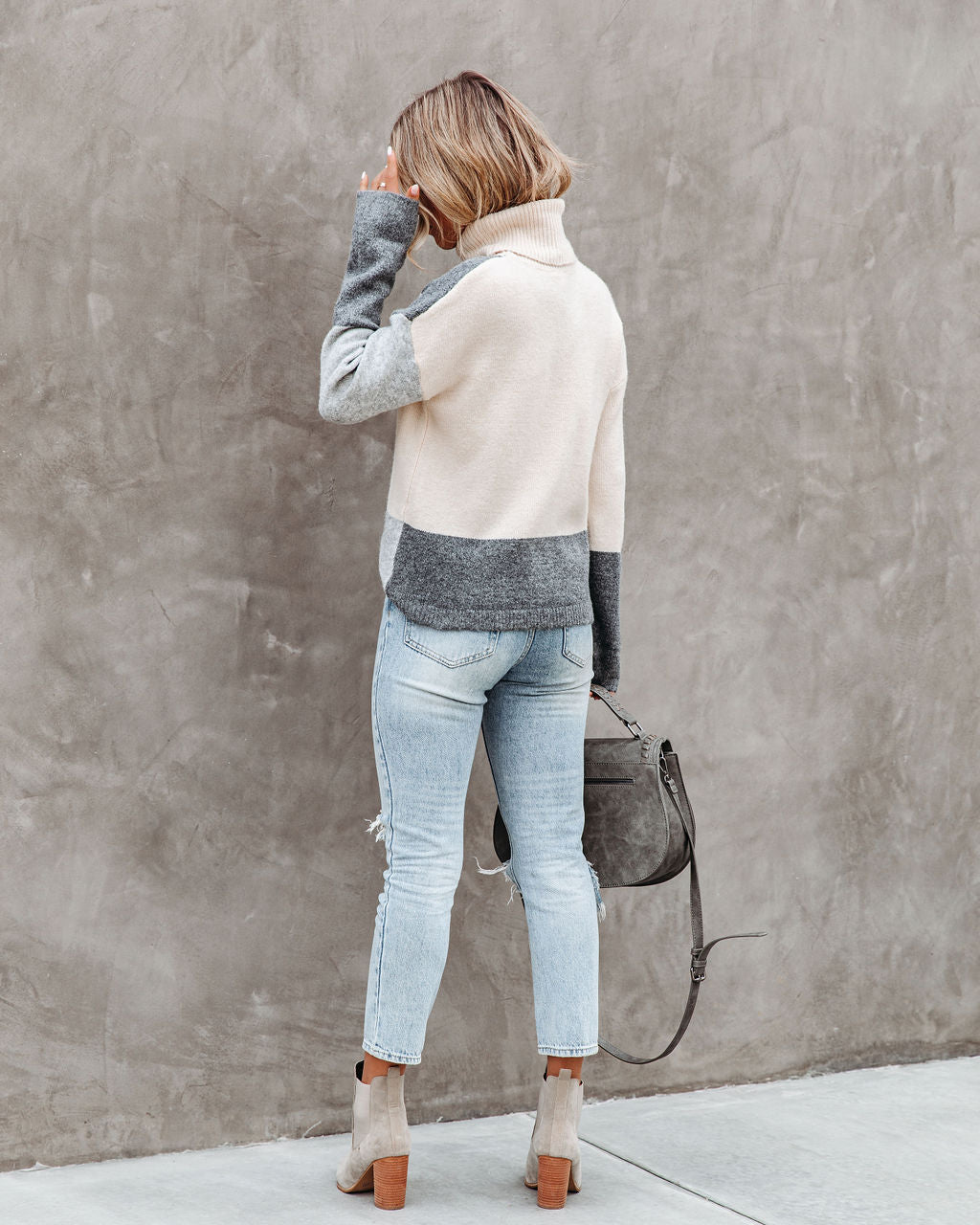 Marcus Colorblock Turtleneck Sweater
