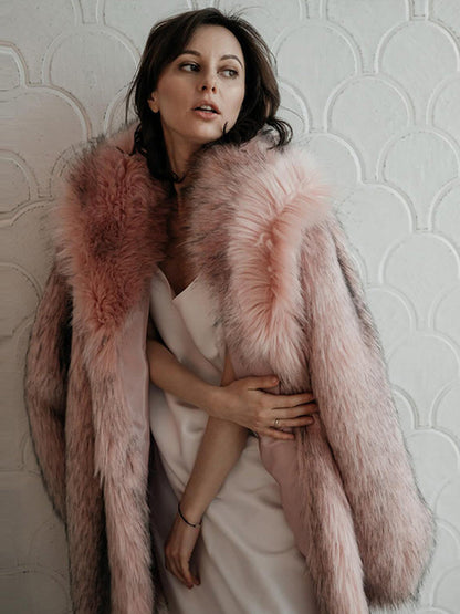 Pink Women's Faux Fur Coat