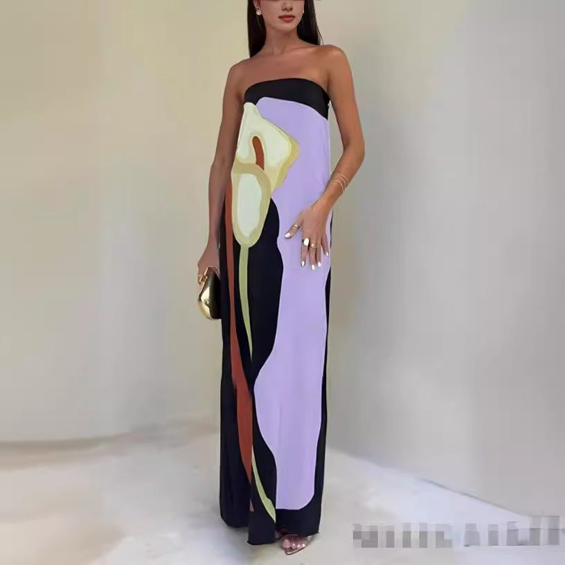Women's Avocado Print Strapless Sundress