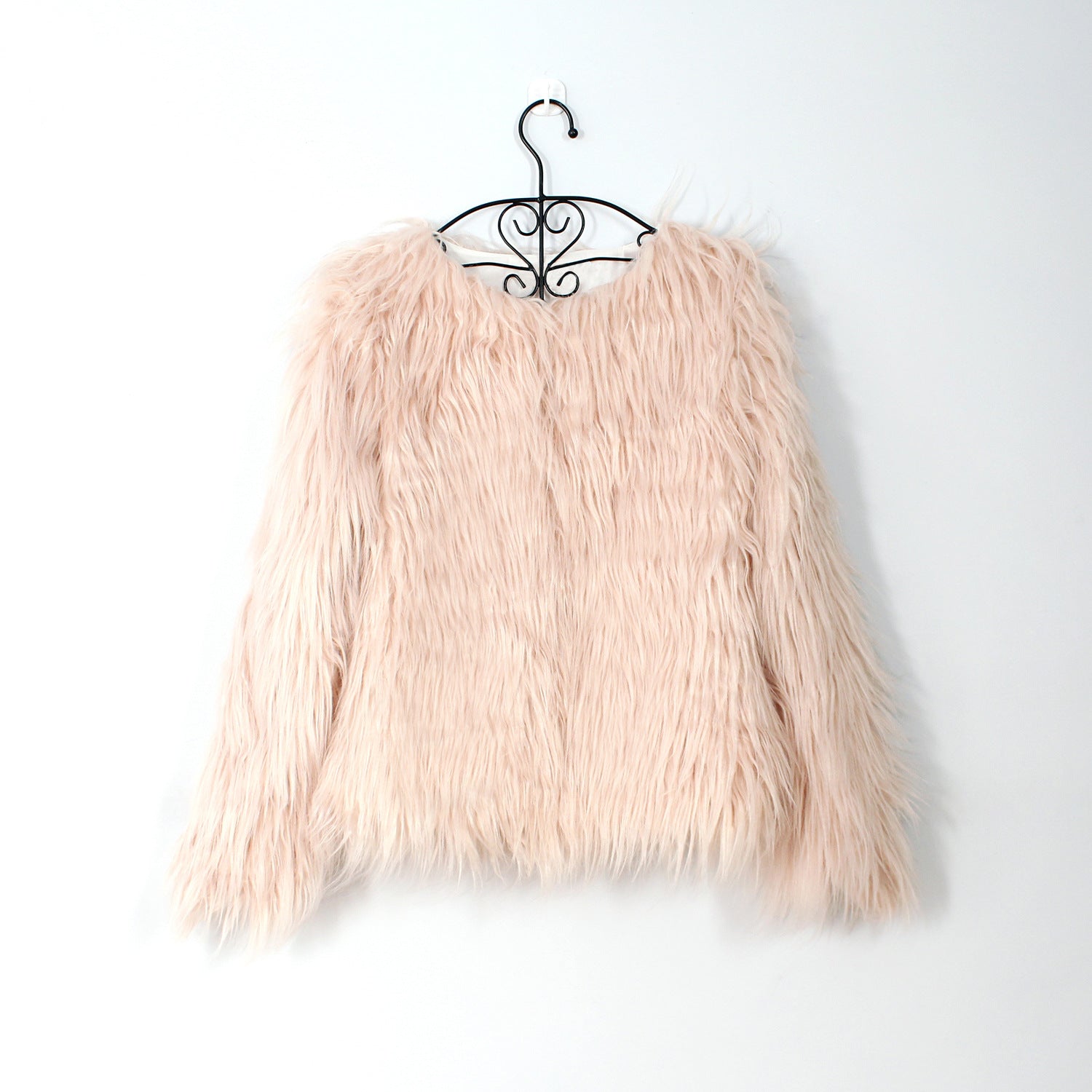 Women Long Sleeve V-Neck Faux Fur Jacket