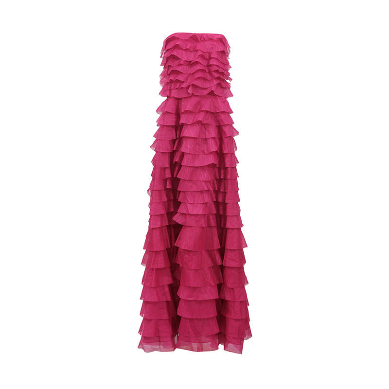 Elegant Off-Shoulder Ruffle Bustier Maxi Dresses