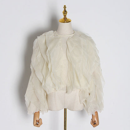 Designed Fashion Ruffled Long Sleeves Blouses Shirts