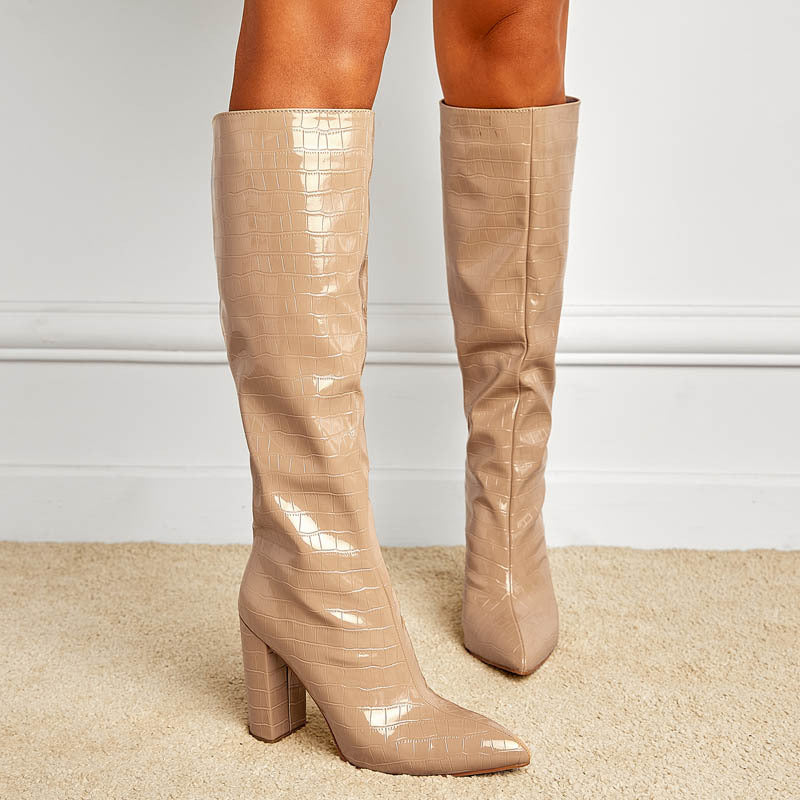 Sexy Chunky Heels Women Keen High Boots