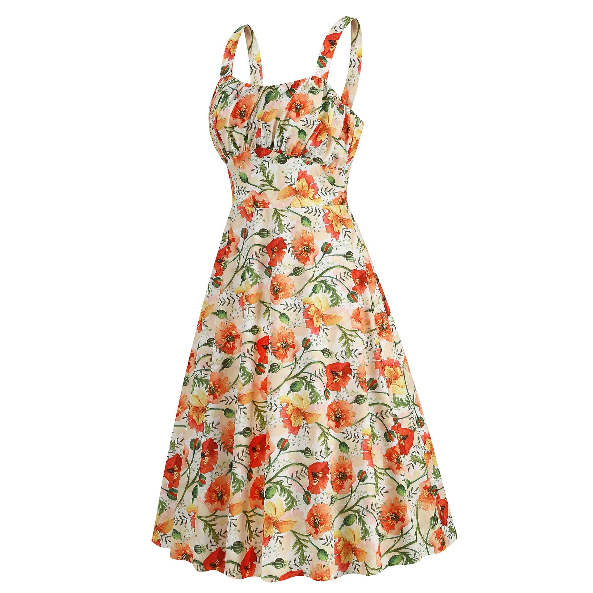 Summer Floral Sundress for Women - Slim Fit Strappy Dress with Cute Print
