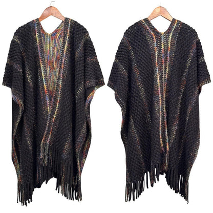 Colorful Popcorn Stitch Knit Shawl