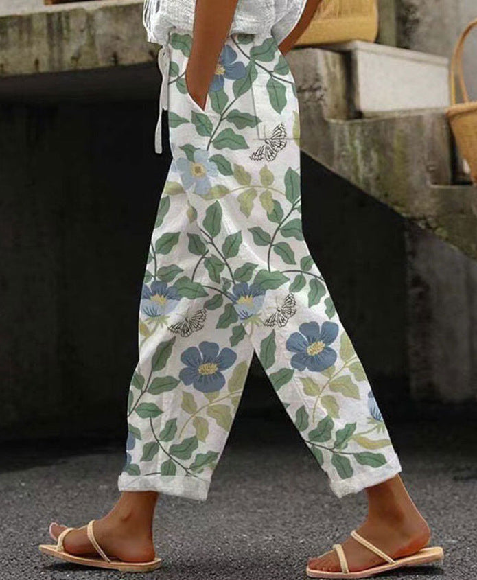 3D Large Print Minimalist Rolled Hem Casual Pants