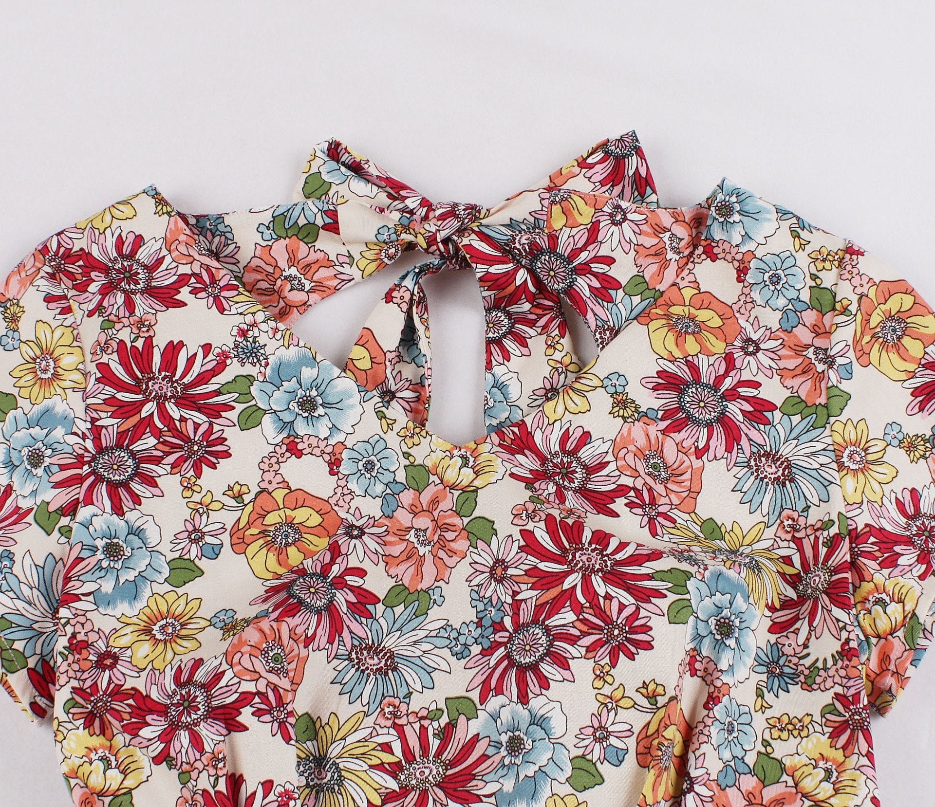 Women Summer Butterfly Print Backless Vintage Short Dresses-Vintage Dresses-Free Shipping at meselling99
