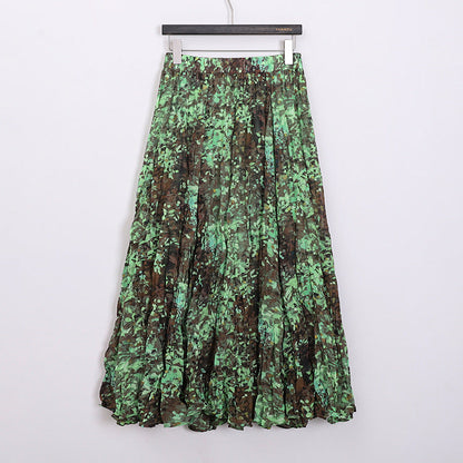 Vintage Watercolor Rose Print Maxi Skirt