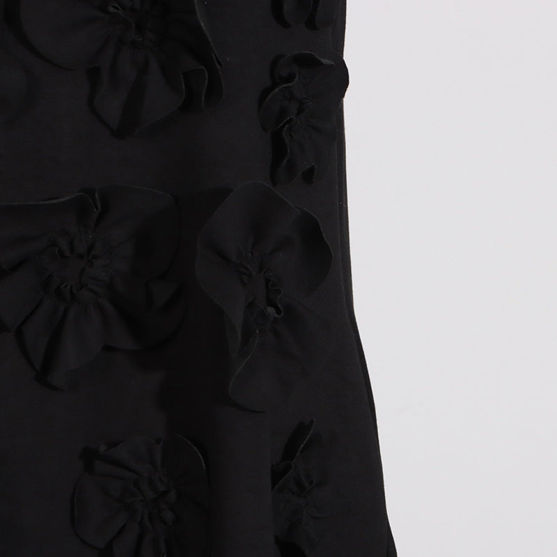 Retro Summer Stand Collar, Sleeveless Dresses with 3D Floral Details