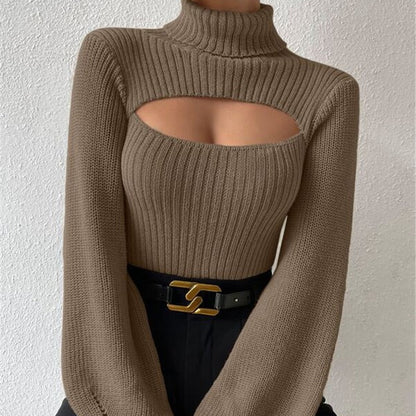 Sexy High Neck Short Knitted Sweaters
