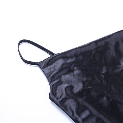 Sexy Split Front Satin Suspender Dresses-Dresses-Free Shipping at meselling99