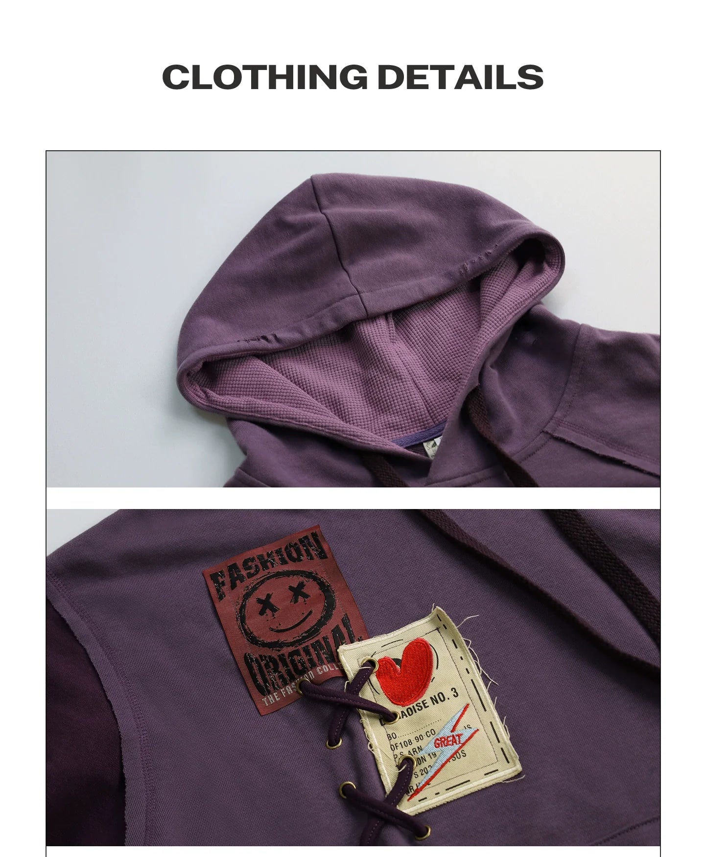 Retro Distressed Design Fake Two-Piece Hooded Sweatshirt