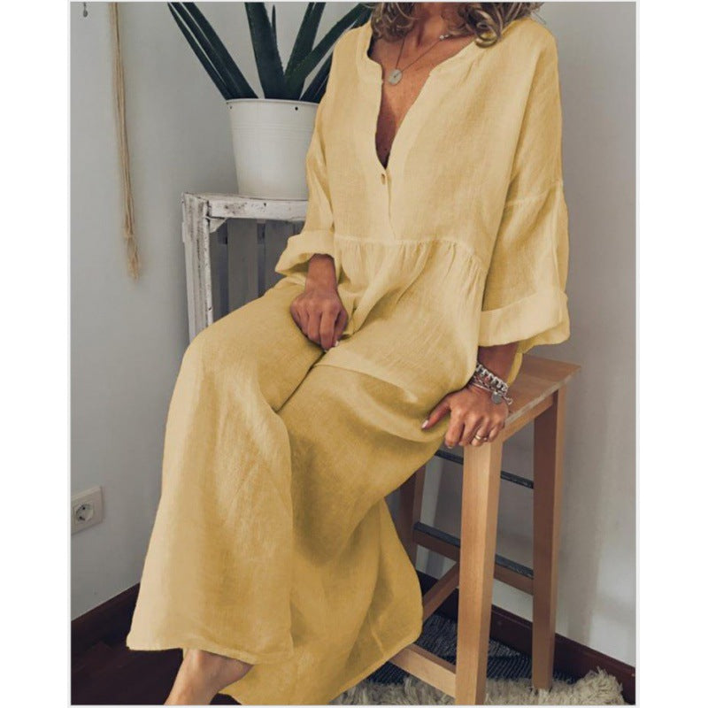 Plus Size Casual Printed Long Sleeve Dress for Women