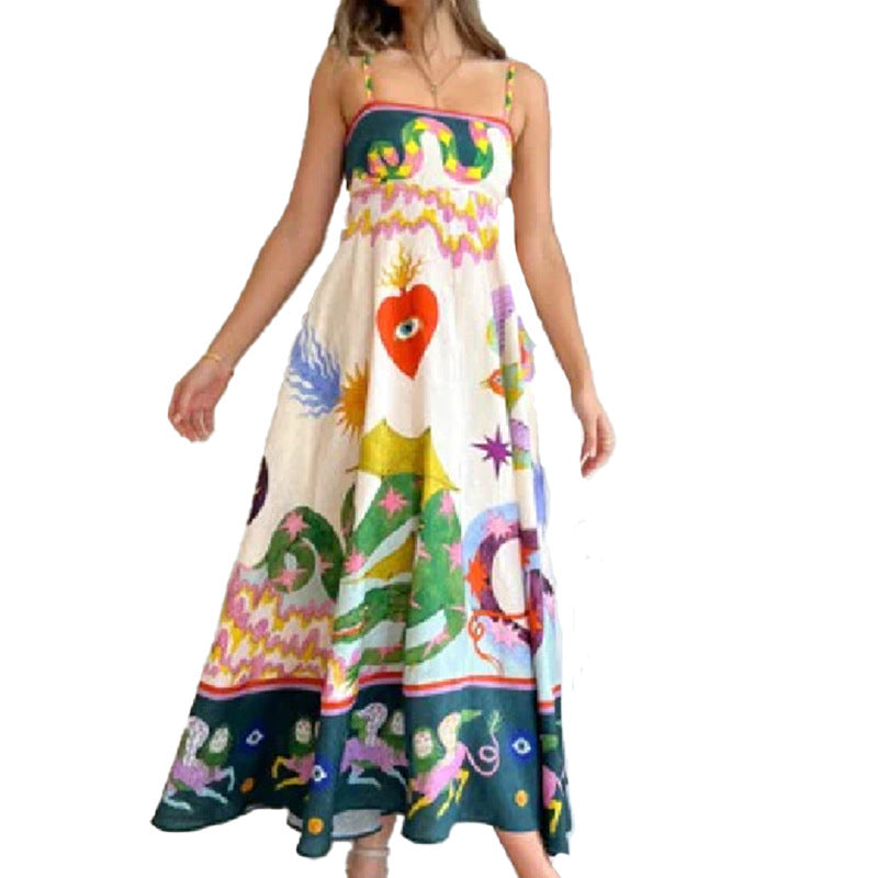 Elegant High-Waist Floral Print Sundress