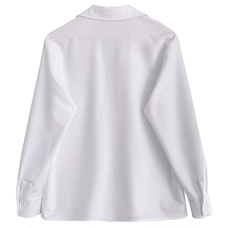 Retro White Shirt for Women – Spring Layered V-Neck Blouse & Overshirt
