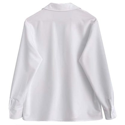 Retro White Shirt for Women – Spring Layered V-Neck Blouse & Overshirt