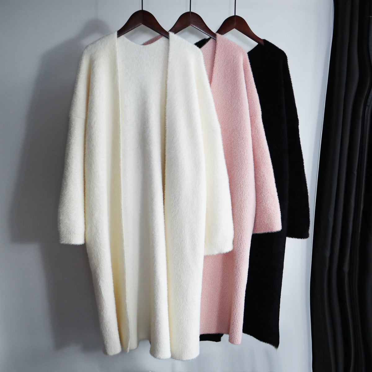 Women's Long Loose Faux Mink Fur Knit Cardigan