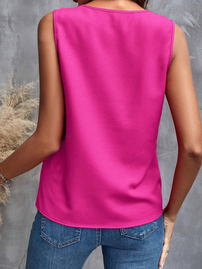 Casual V Neck Ruffled Sleeveless Summer Tops