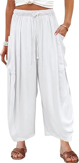 Casual Chiffon Collage Cotton-Linen Harem Pants