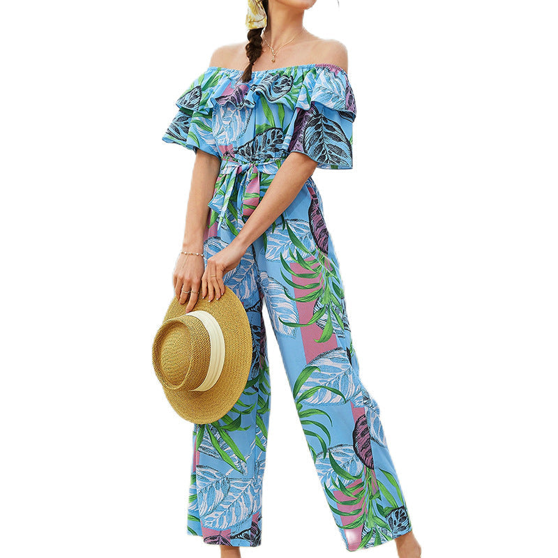 Sexy One Shoulder Chiffon Summer Beach Jumpsuits
