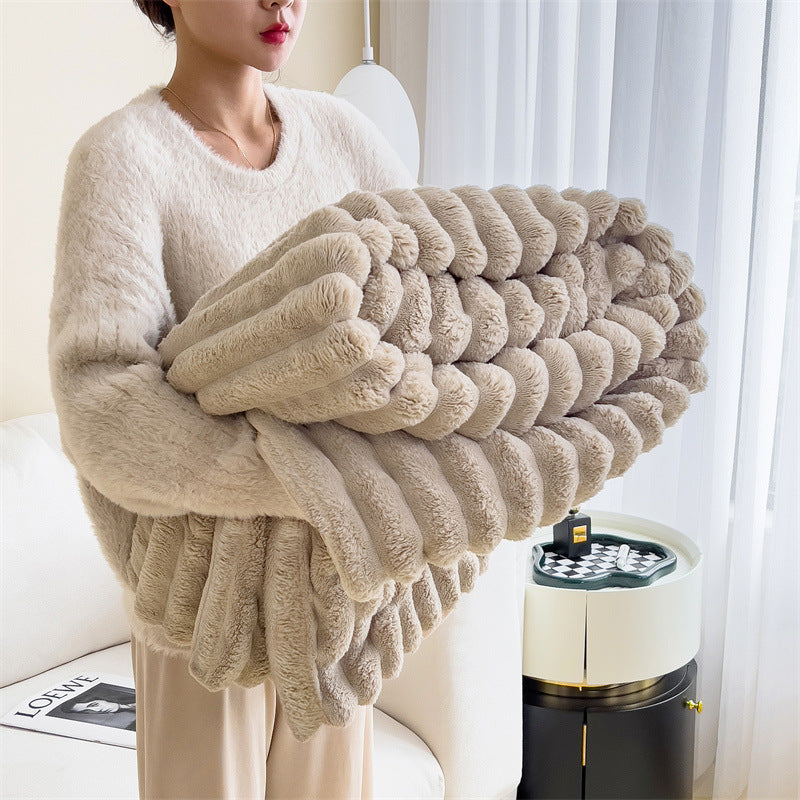 Plush Faux Rabbit Fur Blanket