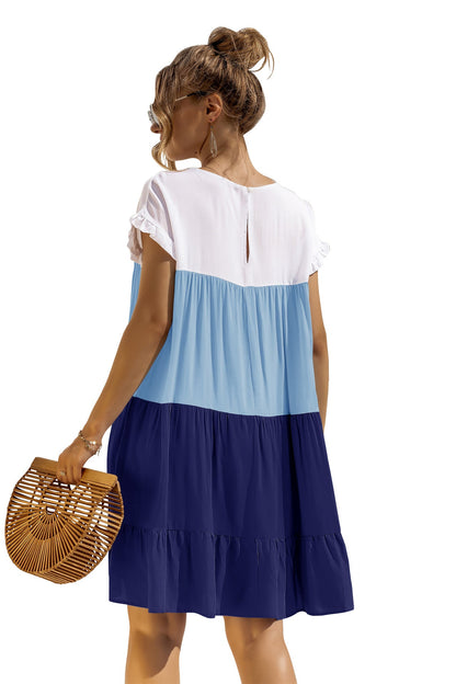 Summer Color Block Loose Fit Short Dress