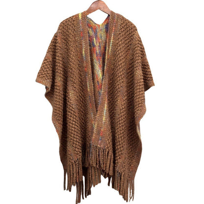 Colorful Popcorn Stitch Knit Shawl