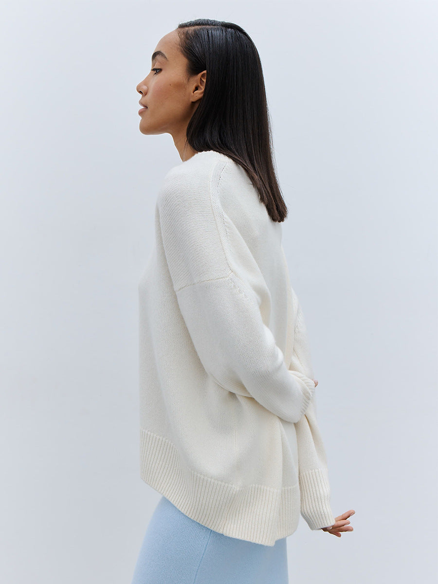 Women's Oversized Round Neck Long Sleeve Sweater
