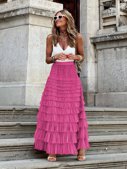 Fashion Elegant High Waist Tulle Cake Skirts for Women