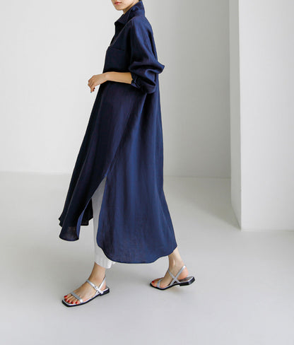 Casual Cotton Plus Sizes Long Sleeves Shirts Dresses-Dresses-Free Shipping at meselling99