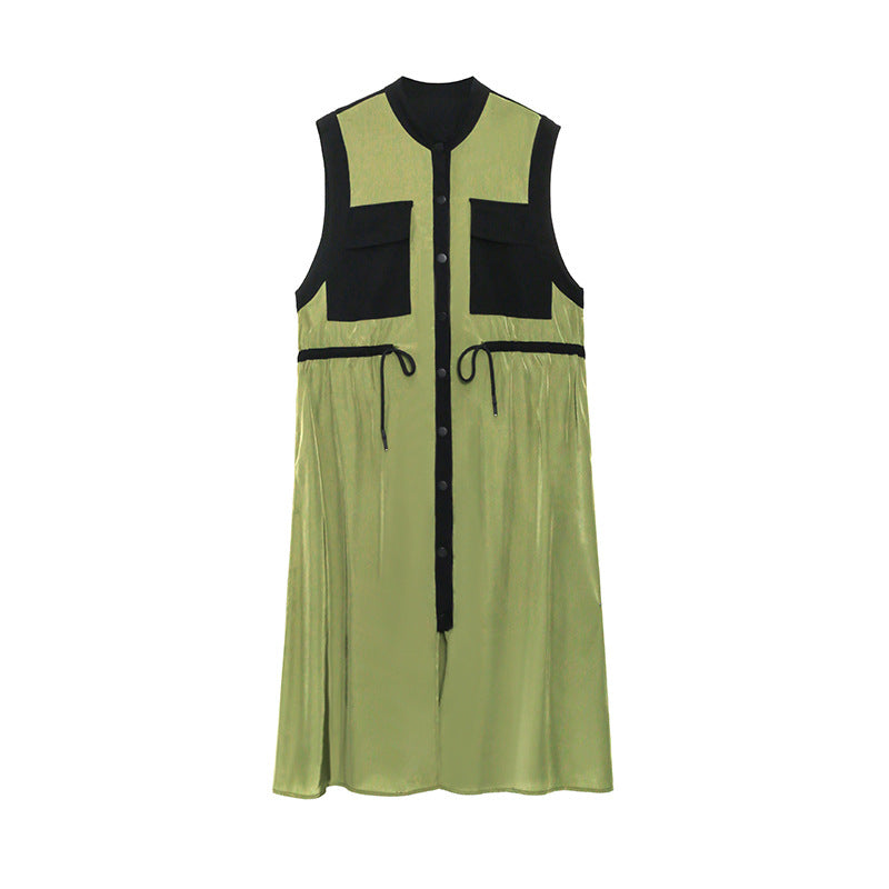 Fashion Summer Sleeveless Long Shirts Dresses-Outerwear-Army Green-One Size-Free Shipping at meselling99
