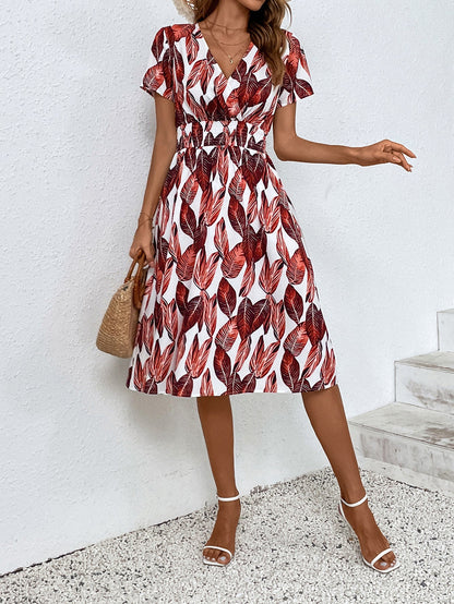 Women's Summer Floral Print Short Sleeve Dress
