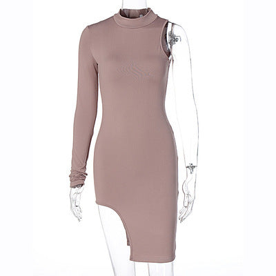Sexy High Neck One Shoulder Mini Dresses-Dresses-Naked-S-Free Shipping at meselling99