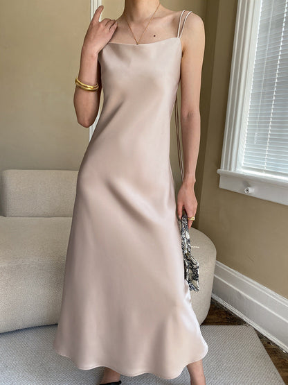 Elegant French Satin Slip Dress