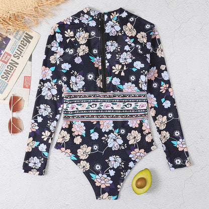 Women Long Sleeves Floral Print Surf Wear