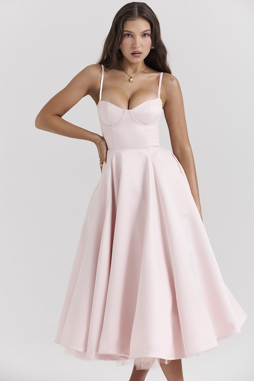 Elegant Princess Gown - French Chiffon Tiered Strapless Ball Gown Dress for Women