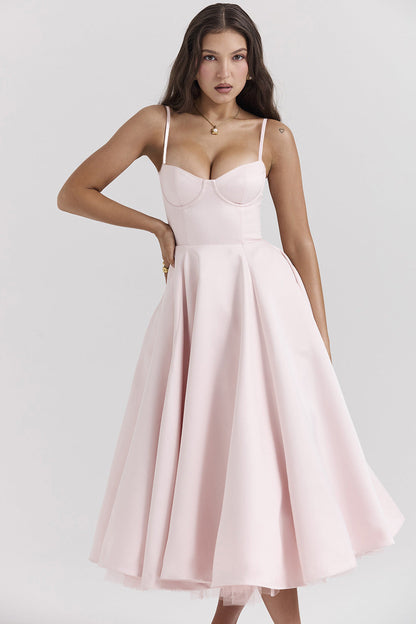 Elegant Princess Gown - French Chiffon Tiered Strapless Ball Gown Dress for Women