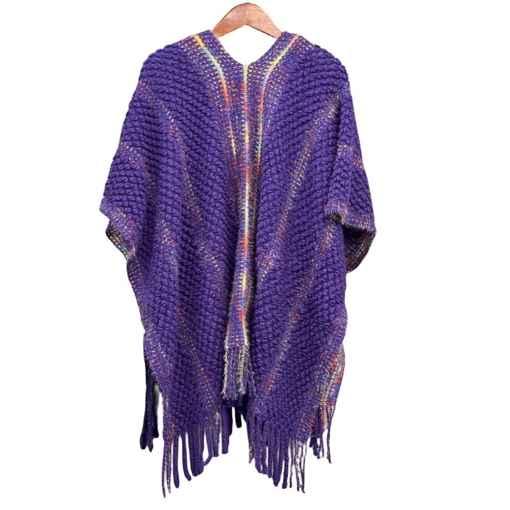Colorful Popcorn Stitch Knit Shawl