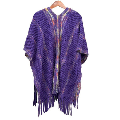Colorful Popcorn Stitch Knit Shawl