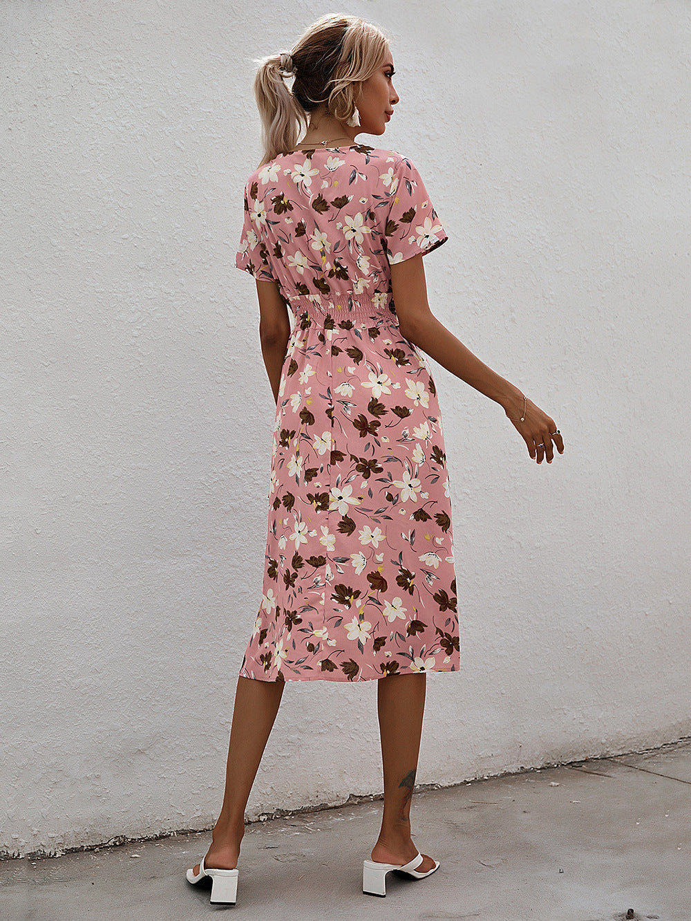 Women's Summer Floral Print Short Sleeve Dress