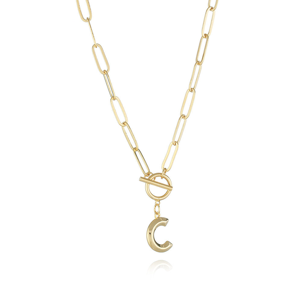 Bridesmaid Gifts Alphabet Necklace Golden Hip-hop Necklace  26 Letter Pendant Necklaces