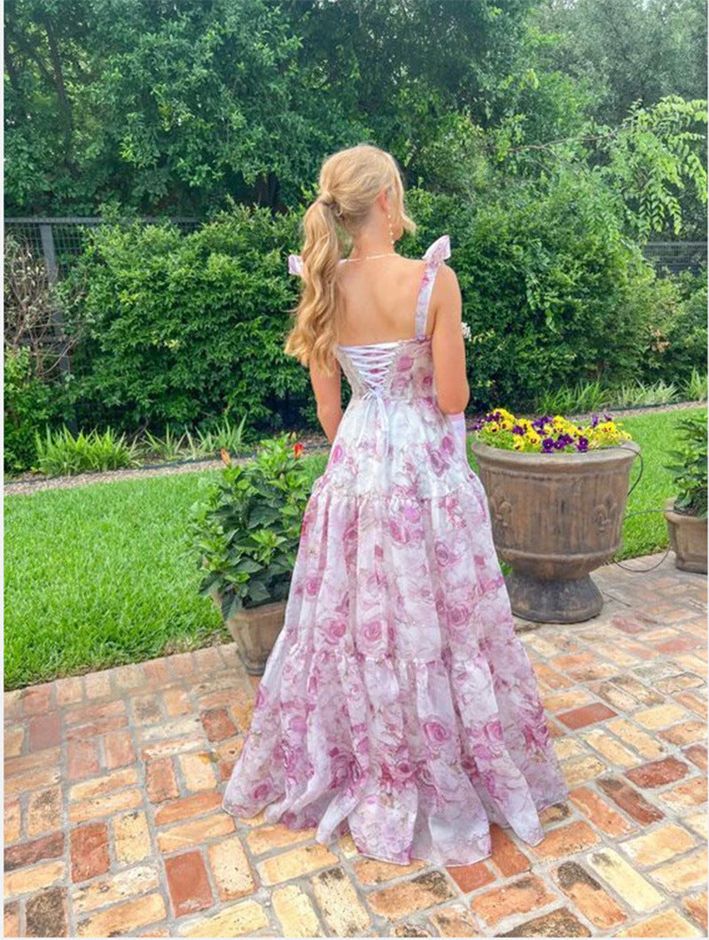 Elegant Off-Shoulder Long Chiffon Dress for Women