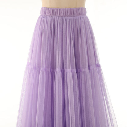 Layered Tulle Skirt with Floral Lace Trim-black-One Size-Free Shipping Leatheretro