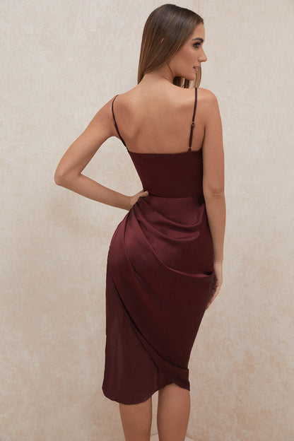 Sexy Split Front Satin Suspender Dresses-Dresses-Free Shipping at meselling99