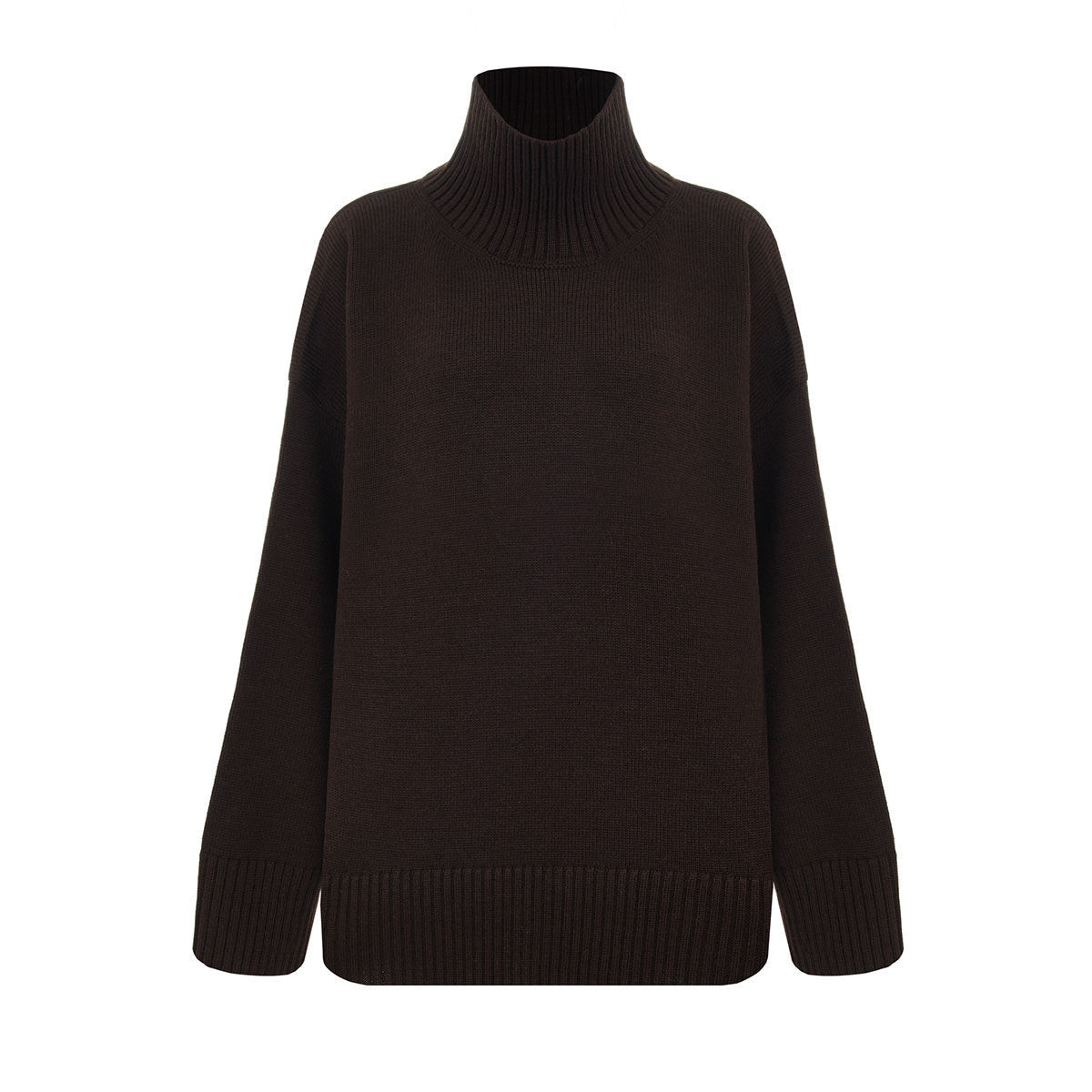 Women's Oversized Solid Color High Neck Sweater