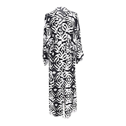 Leopard Print Long Kimono Cover-Up
