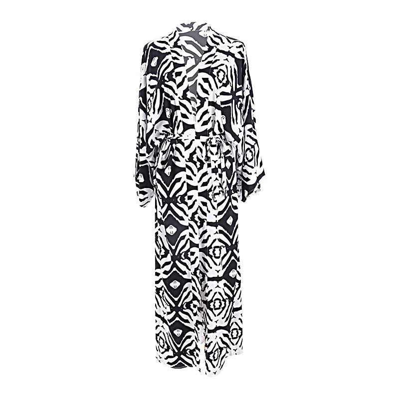 Leopard Print Long Kimono Cover-Up