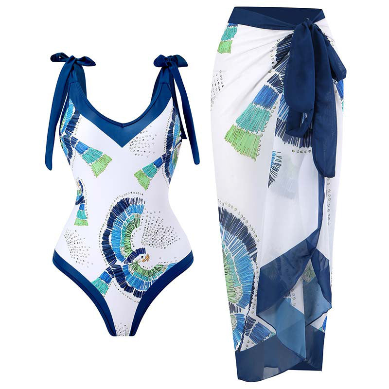 Women's One-Piece Swimsuit with Sun Protection Cover-Up